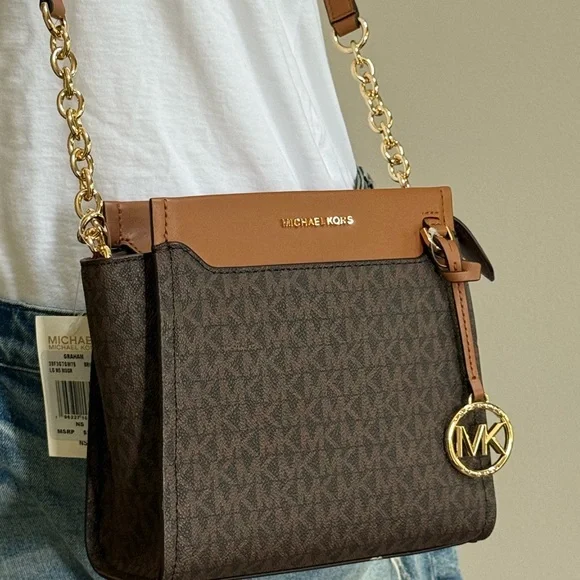 NWT Authentic Michael Kors Graham North South Signature Crossbody Bag - Picture 14 of 15